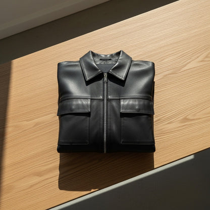 Mens Black Leather Harrington Jacket - Black - Lifestyle Inspiration