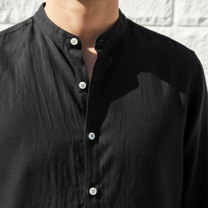 Mens Black Linen Set - Black - Back View
