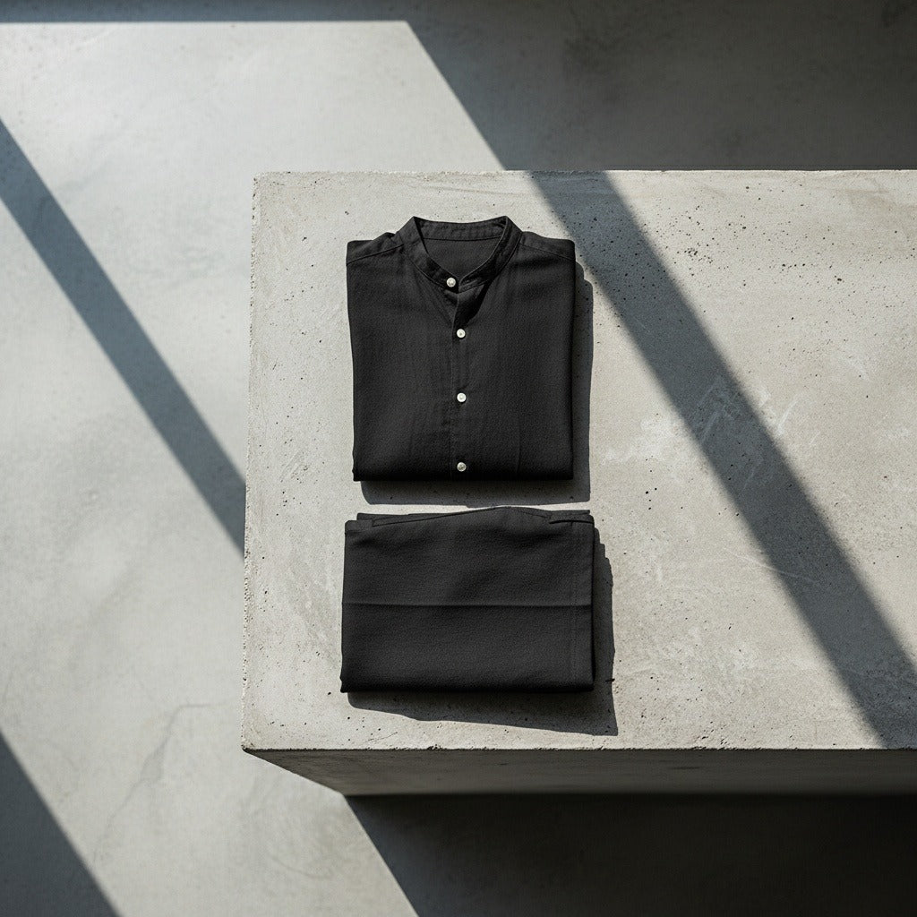 Mens Black Linen Set - Black - Lifestyle Inspiration