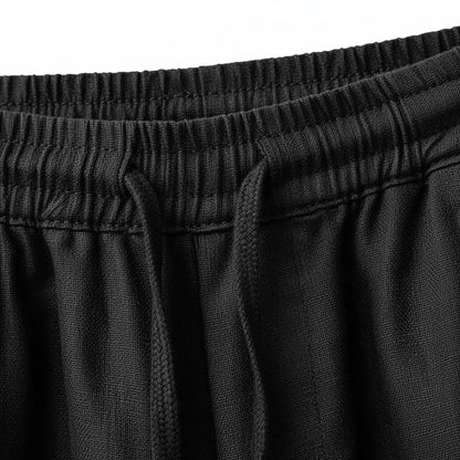 Mens Black Linen Trousers - Black - Texture Close Up