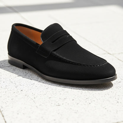 Mens Black Penny Loafers - Black - Back View