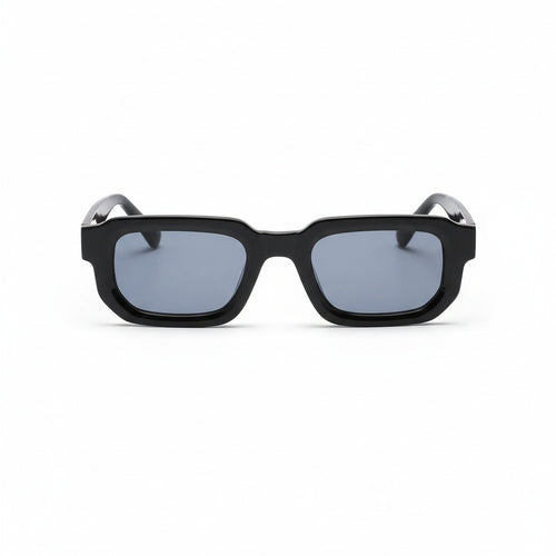 Men's Black Rectangular Sunglasses - Black - Front View