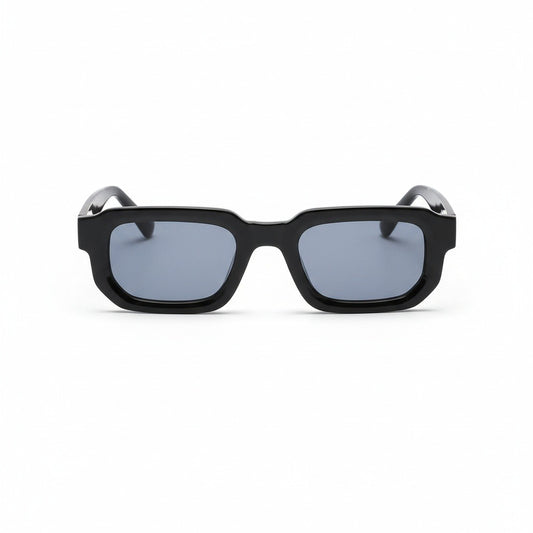 Men's Black Rectangular Sunglasses - Black - Front View