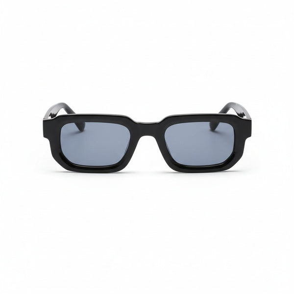 Men's Black Rectangular Sunglasses - Black - Front View