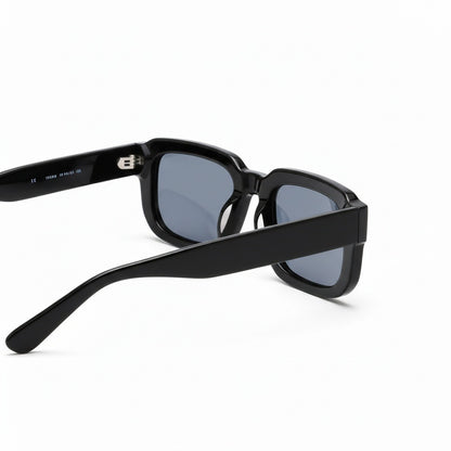 Men's Black Rectangular Sunglasses - Black - Fabric Detail
