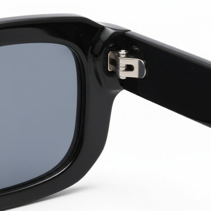 Men's Black Rectangular Sunglasses - Black - Texture Close Up