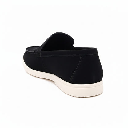 Mens Black Suede Loafers - Black - Fabric Detail