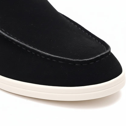 Mens Black Suede Loafers - Black - Texture Close Up