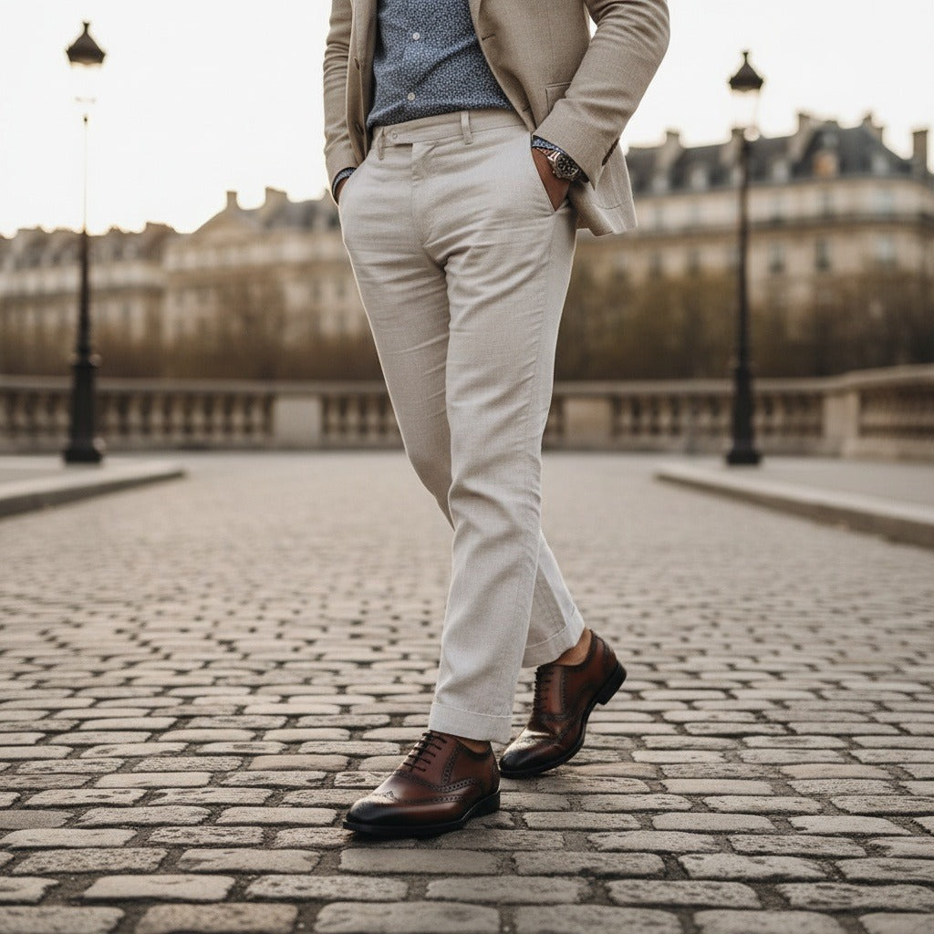 Mens Brown Brogue Shoes - Brown - Angled Shot