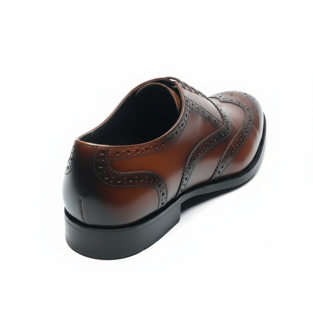 Mens Brown Brogue Shoes - Brown - Fabric Detail