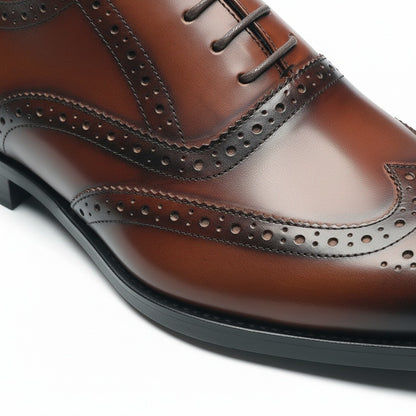 Mens Brown Brogue Shoes - Brown - Texture Close Up