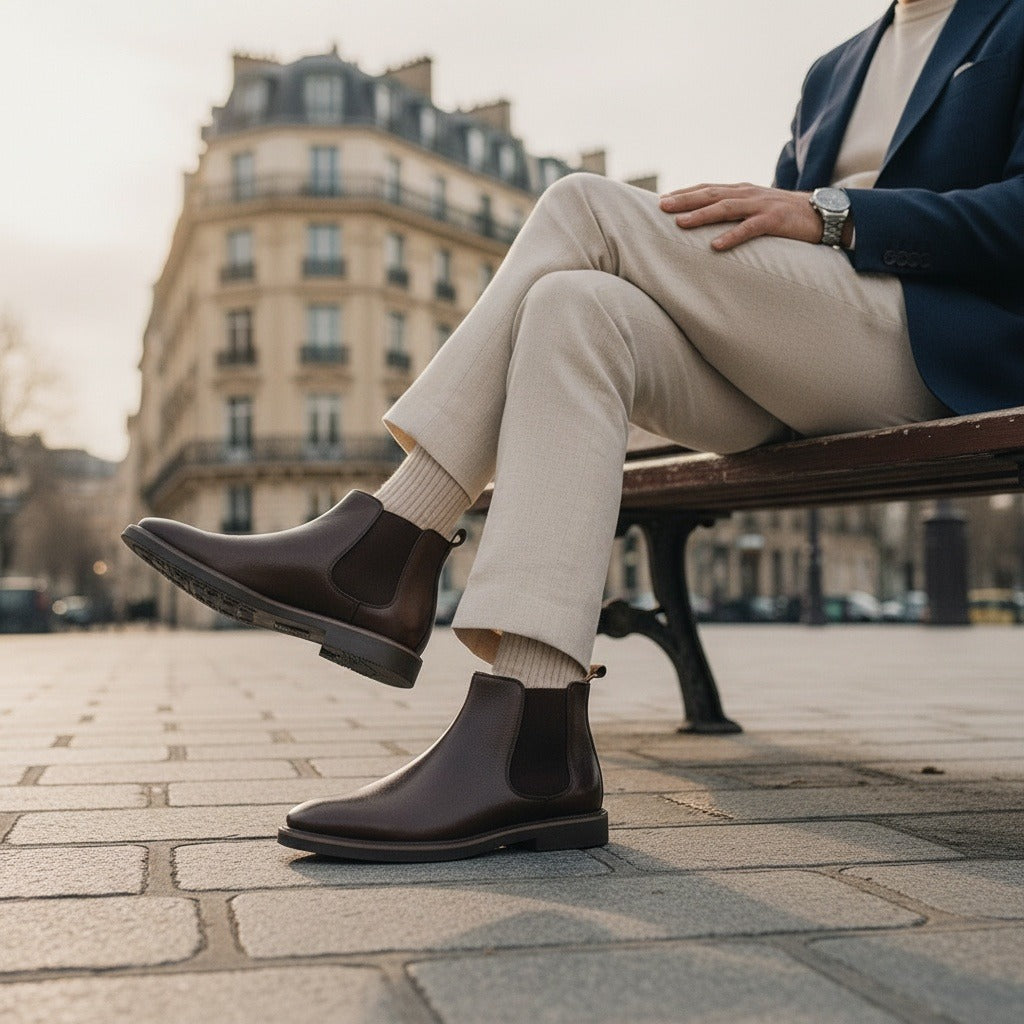 Mens Brown Chelsea Boots - Brown - Angled Shot