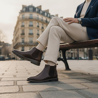 Mens Brown Chelsea Boots - Brown - Angled Shot