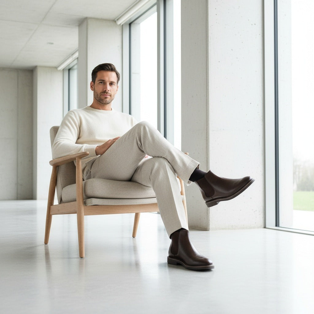 Mens Brown Chelsea Boots - Brown - Side Profile