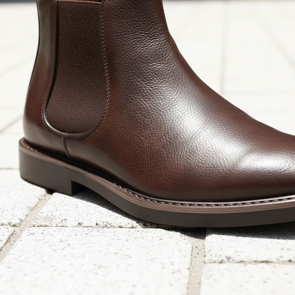 Mens Brown Chelsea Boots - Brown - Back View