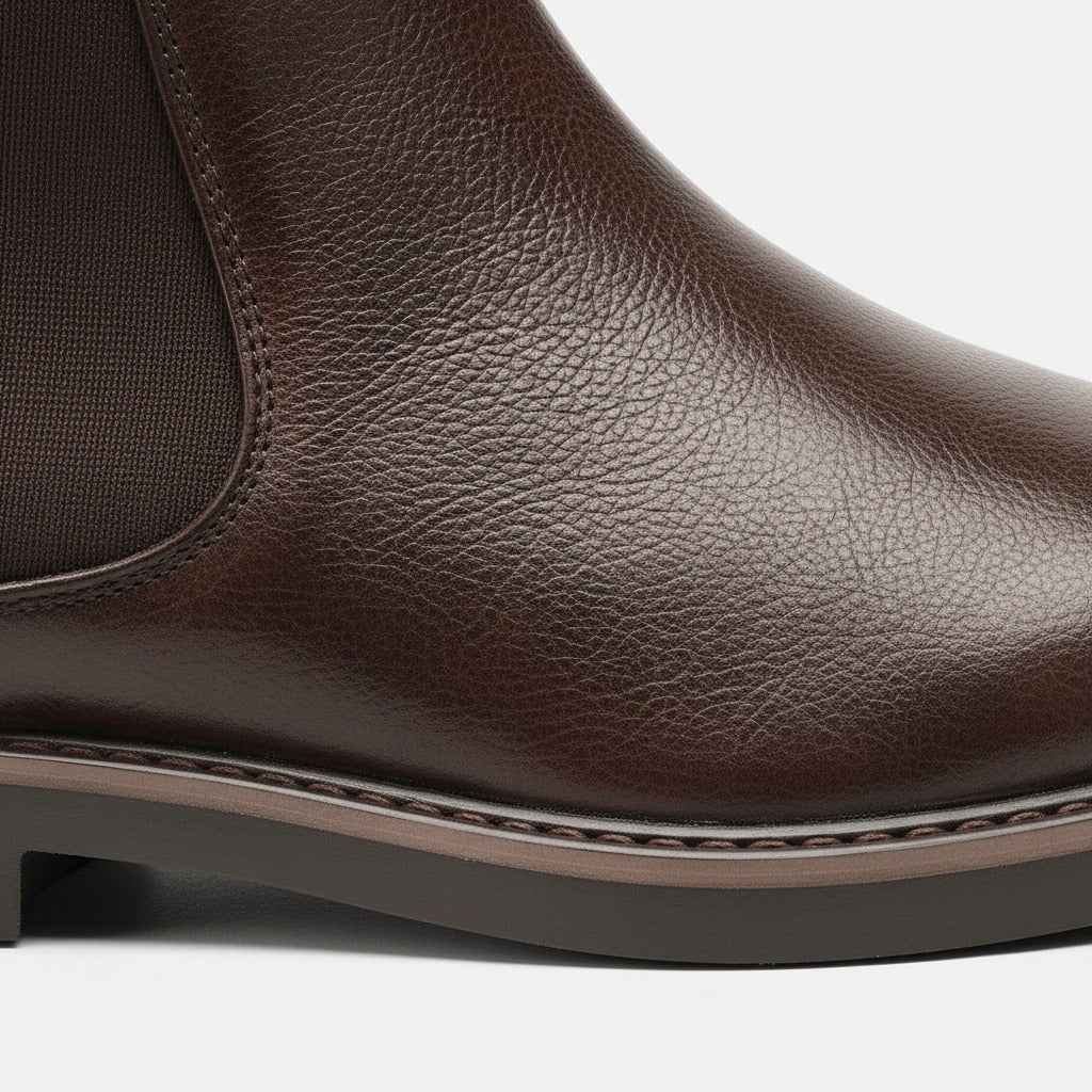 Mens Brown Chelsea Boots - Brown - Texture Close Up