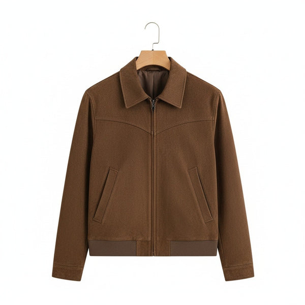 Mens Brown Harrington Jacket - Brown - Front View