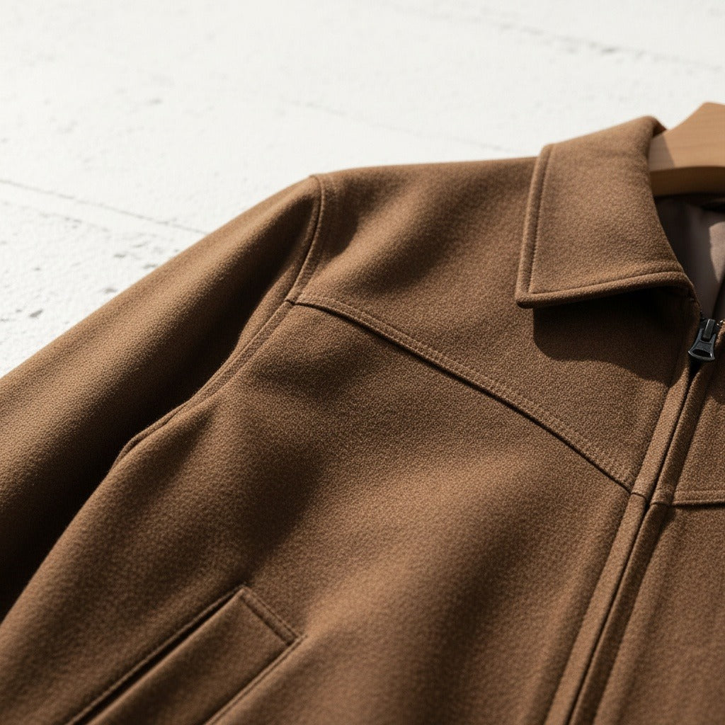 Mens Brown Harrington Jacket - Brown - Back View