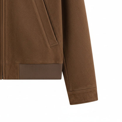Mens Brown Harrington Jacket - Brown - Texture Close Up