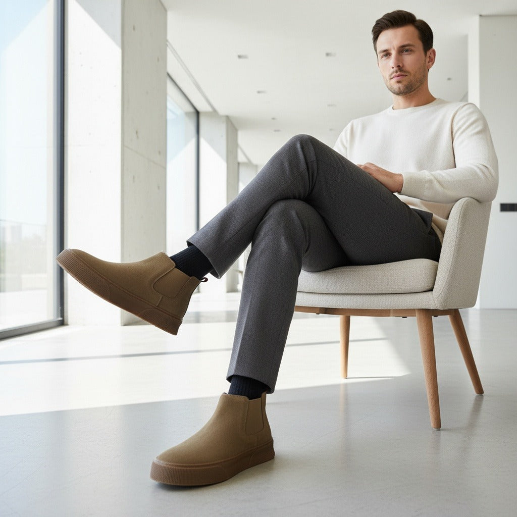 Mens Brown Slip On Shoes - Brown - Side Profile