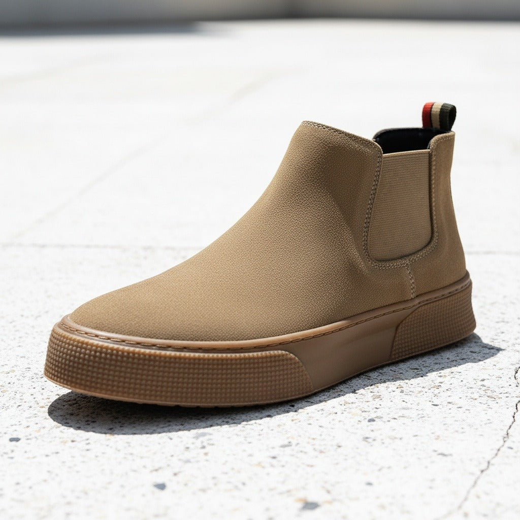 Mens Brown Slip On Shoes - Brown - Back View