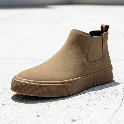 Mens Brown Slip On Shoes - Brown - Back View