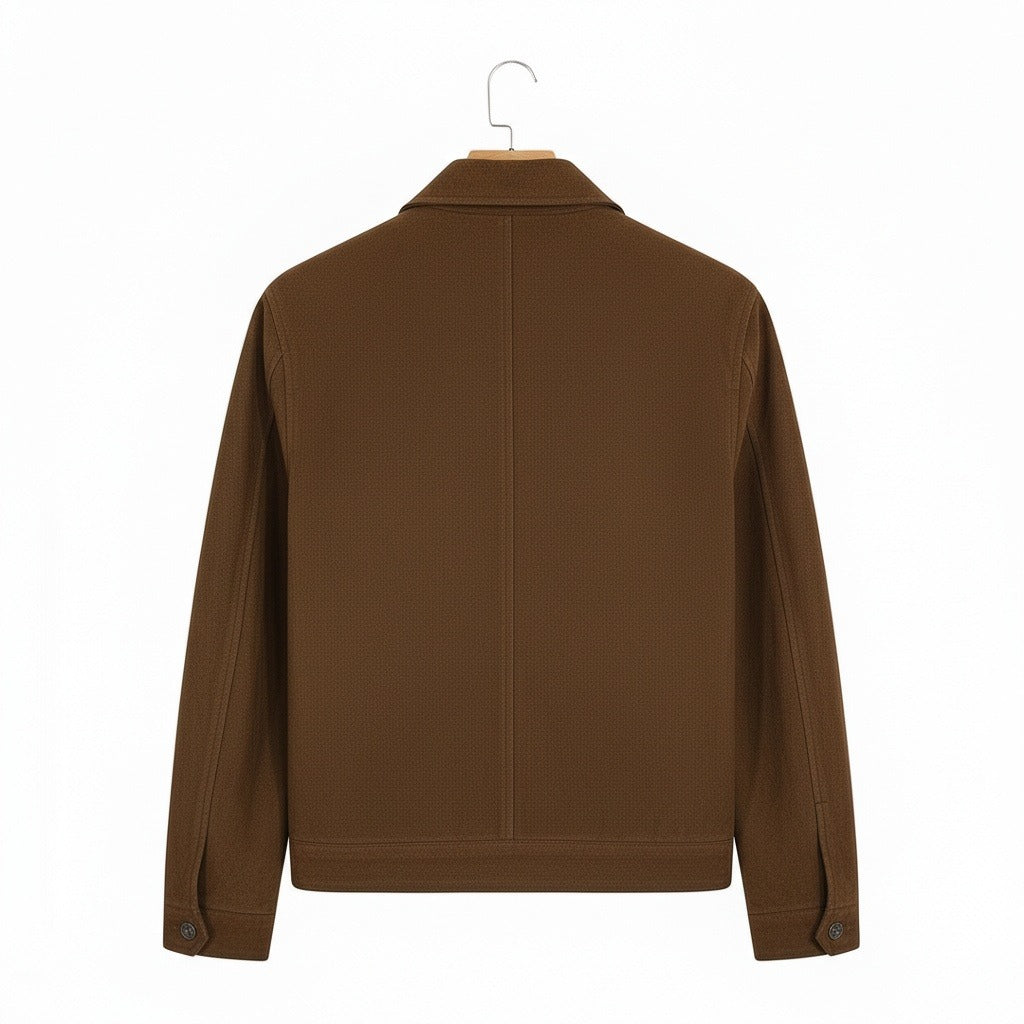 Mens Brown Suede Harrington Jacket - Brown - Fabric Detail
