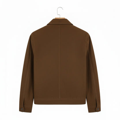 Mens Brown Suede Harrington Jacket - Brown - Fabric Detail