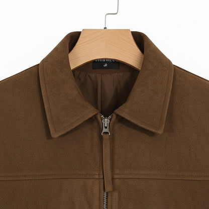 Mens Brown Suede Harrington Jacket - Brown - Texture Close Up