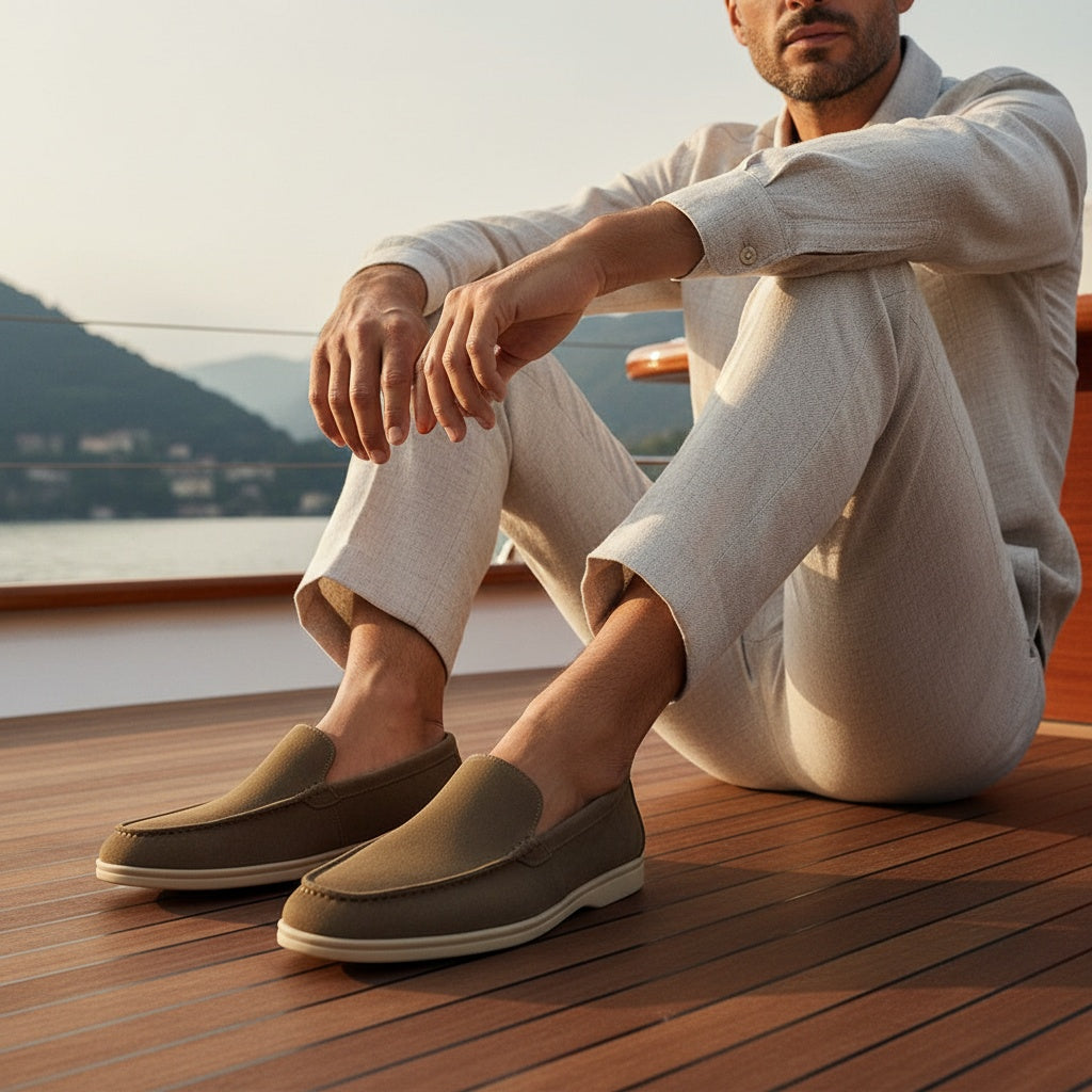 Mens Brown Suede Loafers