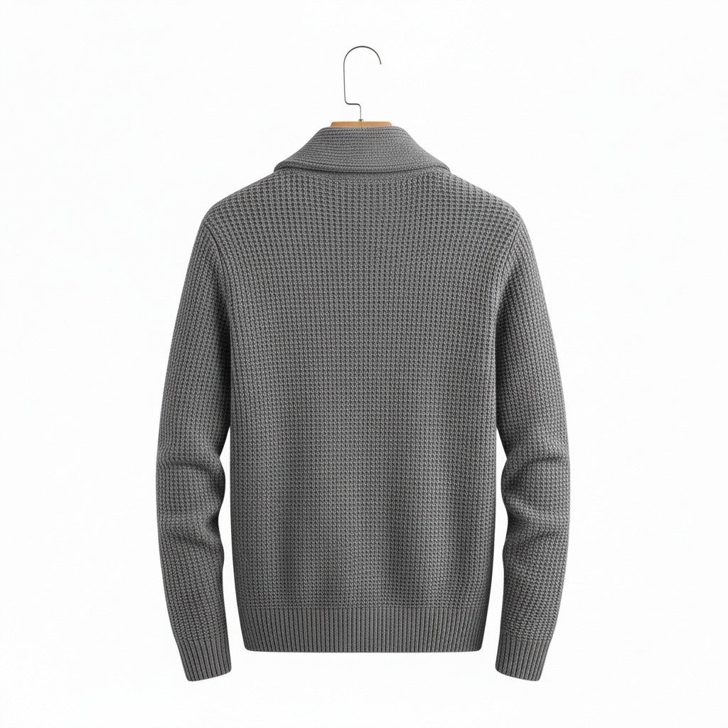 Men's Cardigan with Buttons - Heather Gray - Fabric Detail