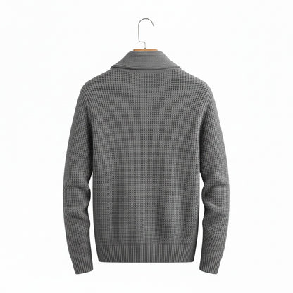 Men's Cardigan with Buttons - Heather Gray - Fabric Detail