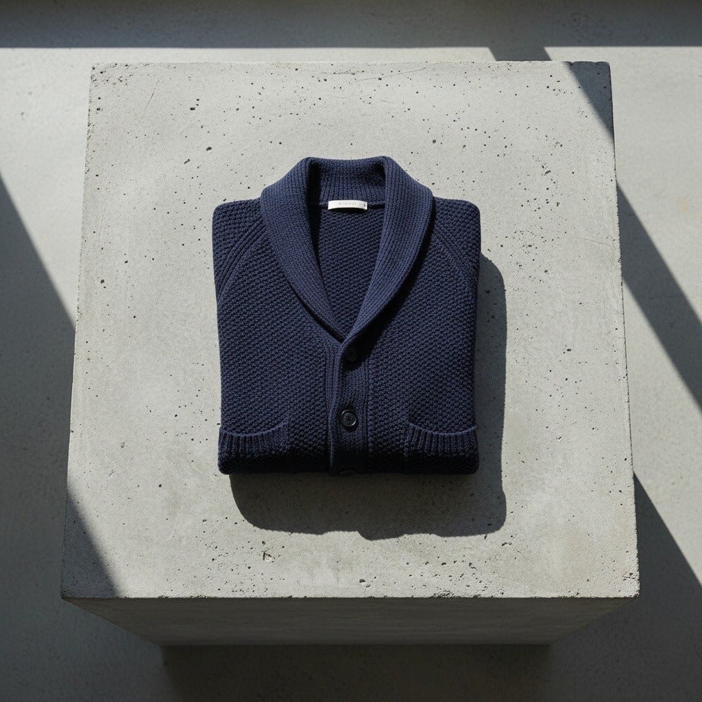Men's Cardigan with Buttons - Navy Blue - Lifestyle Inspiration
