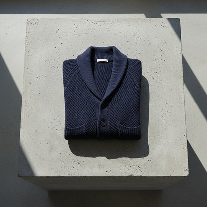 Men's Cardigan with Buttons - Navy Blue - Lifestyle Inspiration