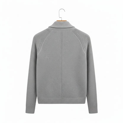 Men's Cardigan with Buttons - Stone Gray - Fabric Detail