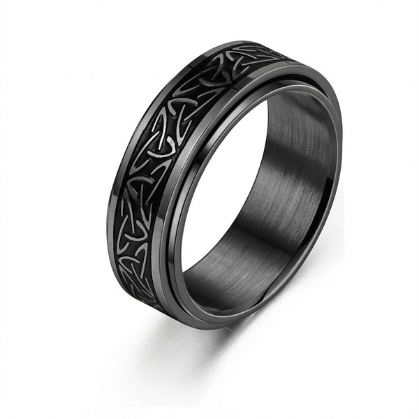 Mens Celtic Rings - Black - Front View
