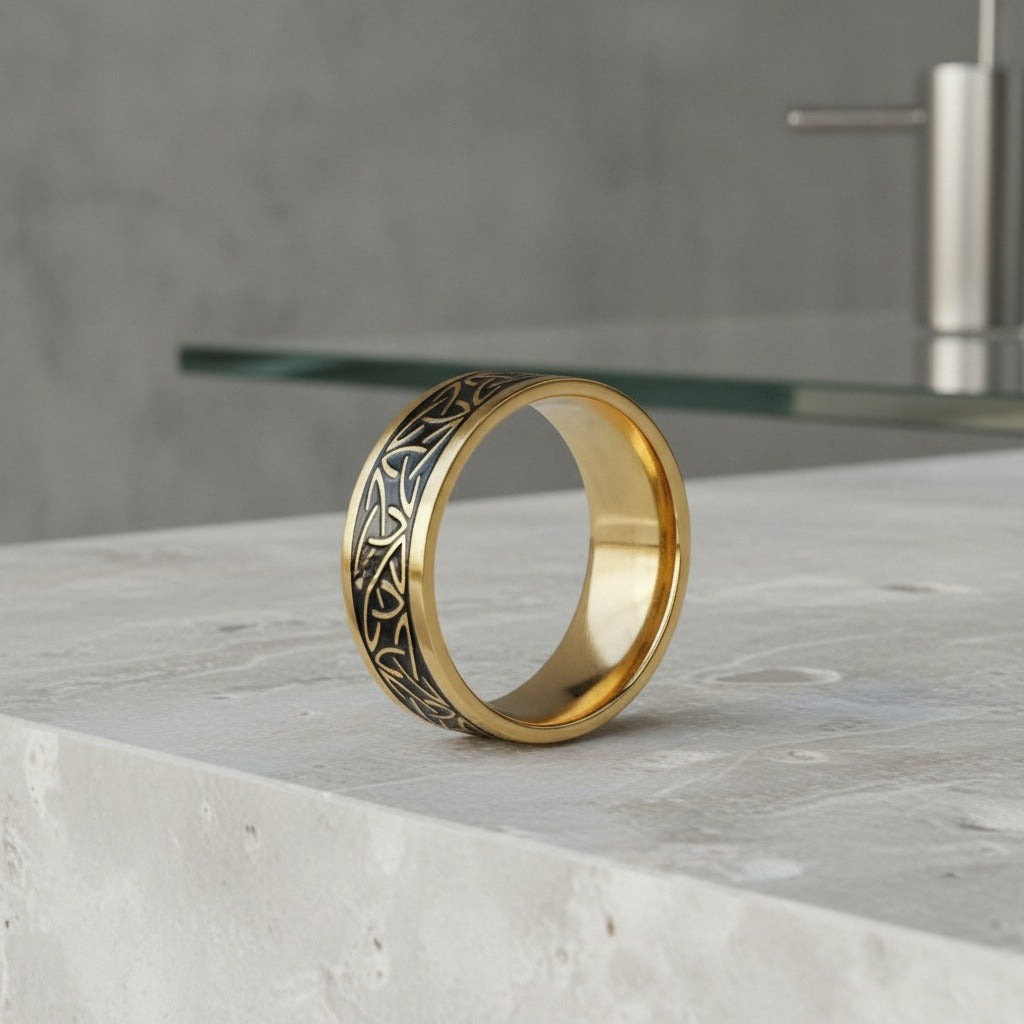 Mens Celtic Rings - Onyx - Back View