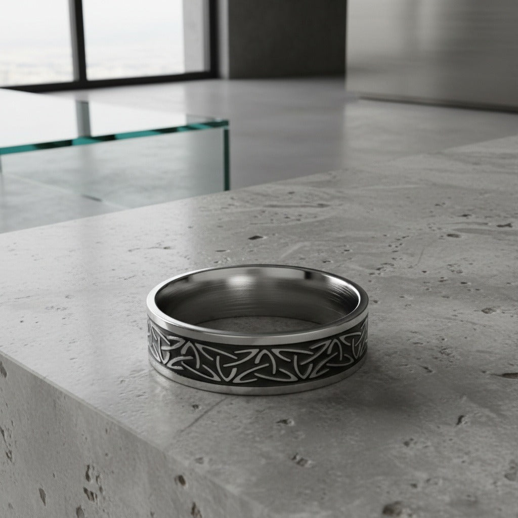 Mens Celtic Rings - Ebony - Back View