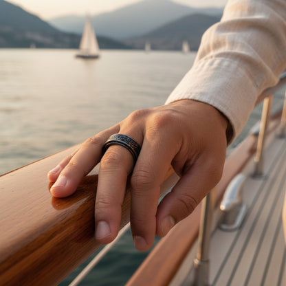 Mens Celtic Rings - Black - Angled Shot