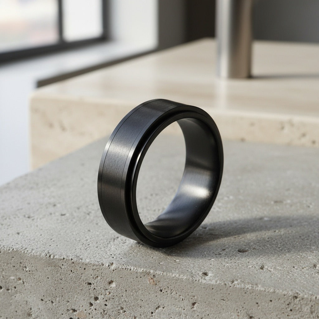 Mens Celtic Rings - Black - Back View