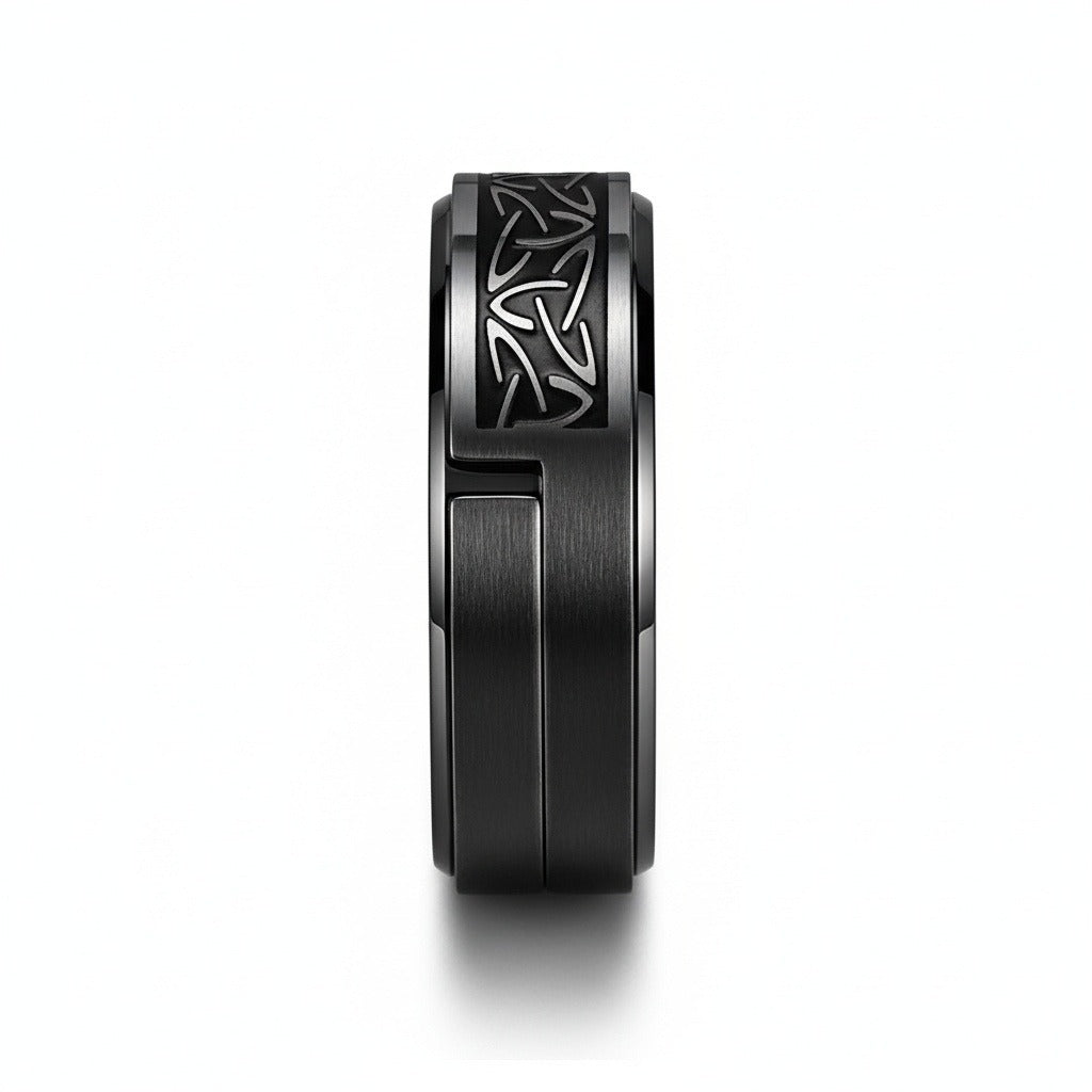 Mens Celtic Rings - Black - Fabric Detail