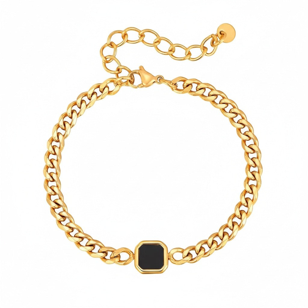 Mens Cuban Link Bracelet - Gold - Front View