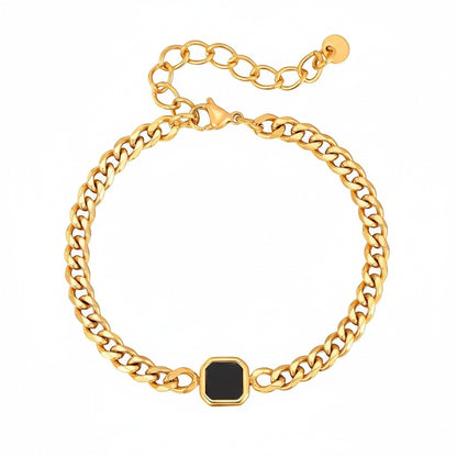 Mens Cuban Link Bracelet - Gold - Front View