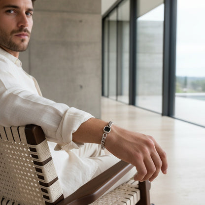 Mens Cuban Link Bracelet - Silver - Side Profile
