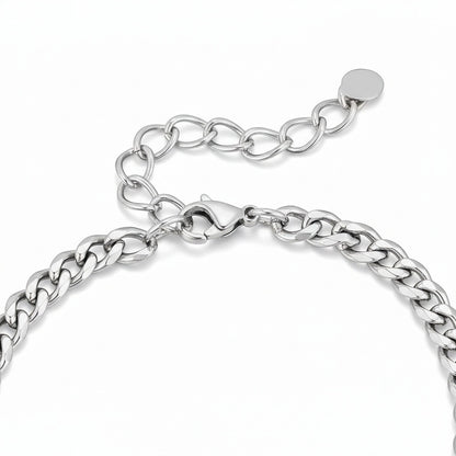 Mens Cuban Link Bracelet - Silver - Fabric Detail