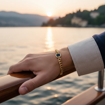 Mens Cuban Link Bracelet - Gold - Angled Shot