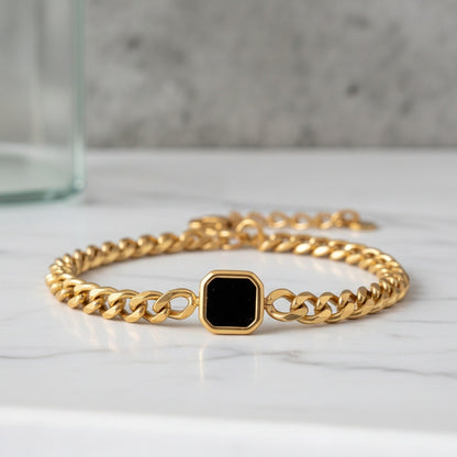Mens Cuban Link Bracelet - Gold - Back View