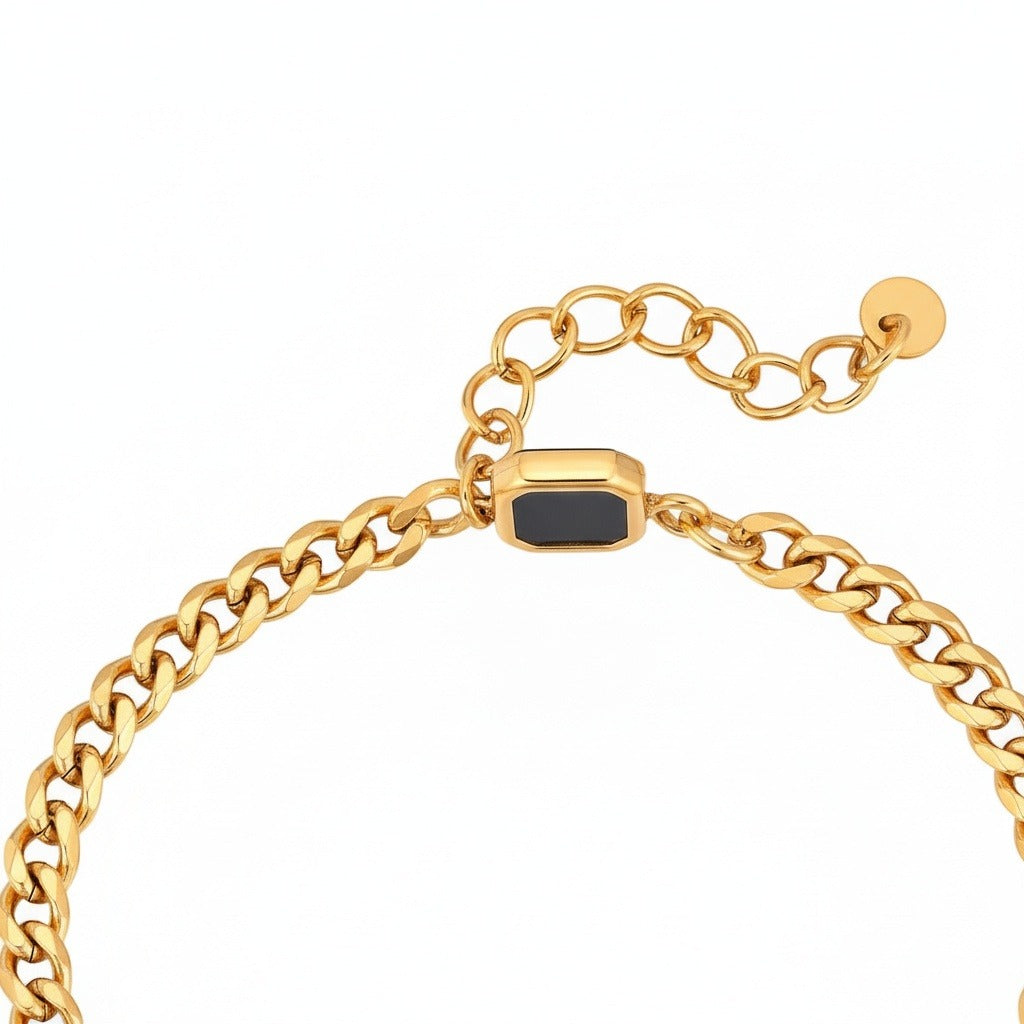 Mens Cuban Link Bracelet - Gold - Fabric Detail