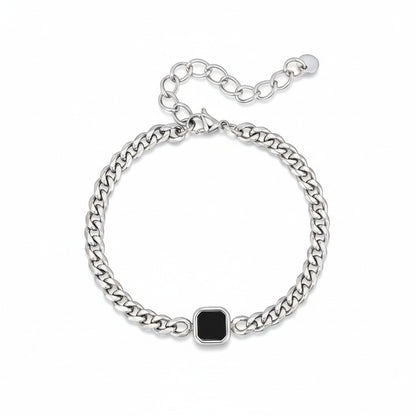 Mens Cuban Link Bracelet - Silver - Front View