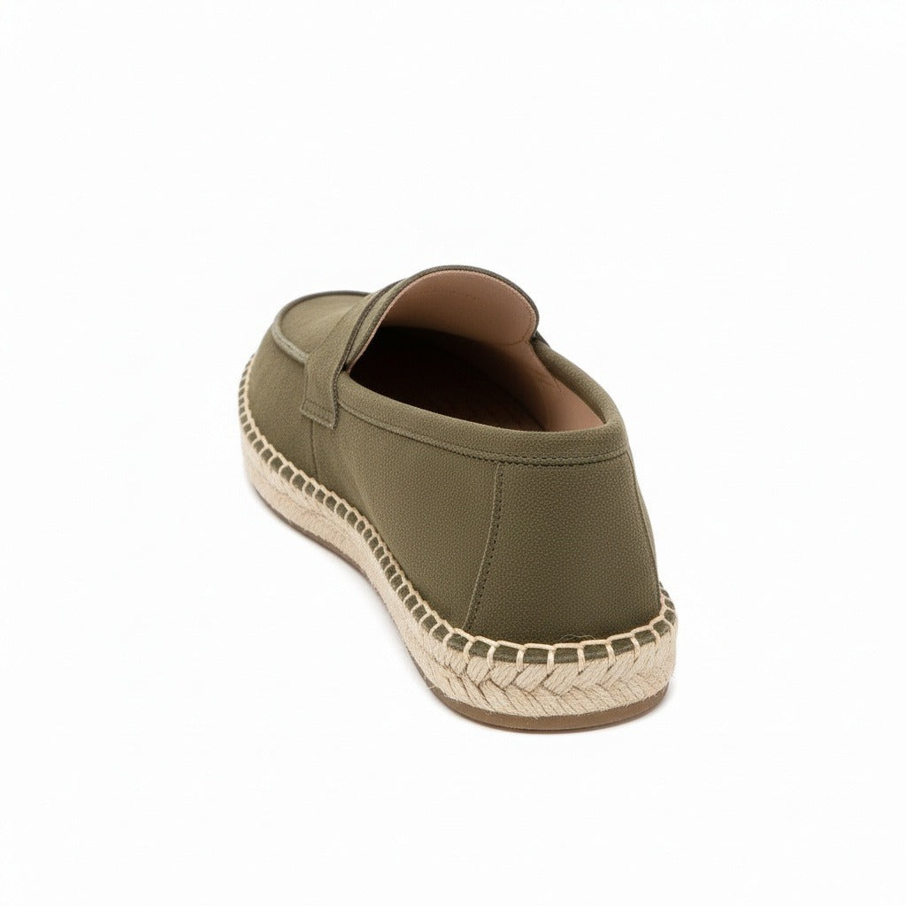 Mens Espadrille Shoes - Olive Green - Fabric Detail